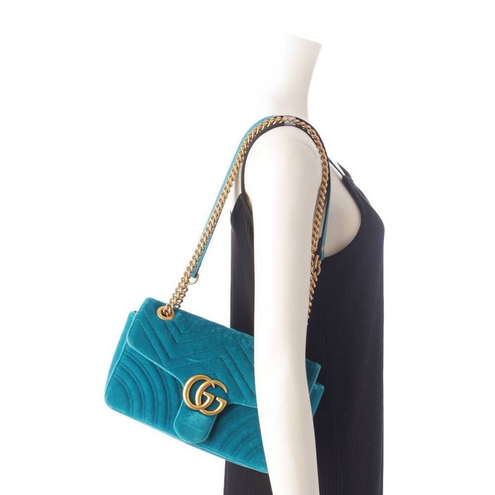 Gucci GG Marmont Velvet Chain Shoulder Bag Green - Picture 10 of 10